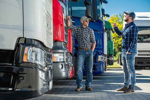 Truckers beside Semis